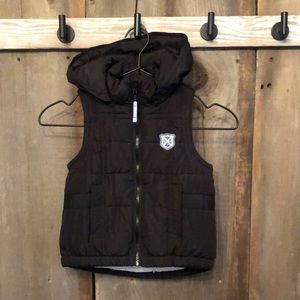 77kids Black Puffer Vest Hood Sherpa Fleece Lining Size 5